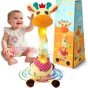Dancing Talking Giraffe Stuffed Animals, Singing 10 Children's Song, Repeats What You Say, Colorful Glowing Giraffe Plush Baby Toys  Toddlers 1-3 Years,Easter Day Gifts  Kids
