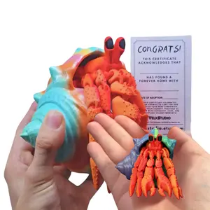 Hermit Crab Friend, Adopt a 3D Printed Articulating Animal Figurine, Home Decor, Desk Pet