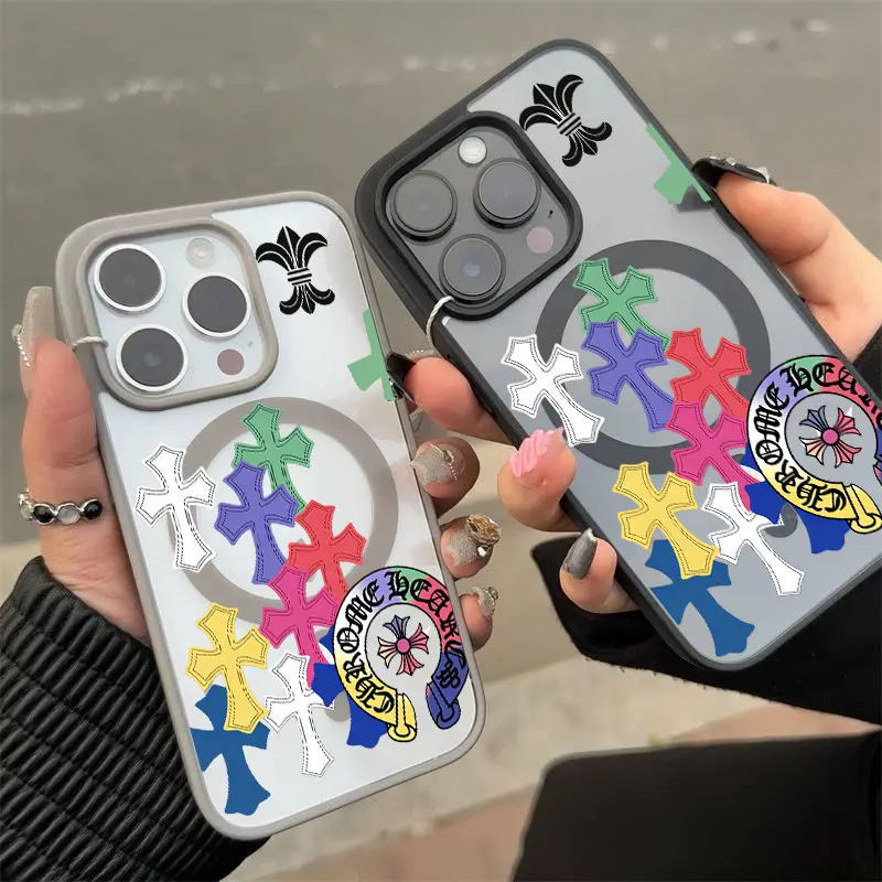 Stylish Cross Phone Case For IPhone 17 Pro Max 16 15 14 13 12 11. Simple and Fashionable Shock-proof Magnetic Case for Protection Personalized and Creative Protection Case
