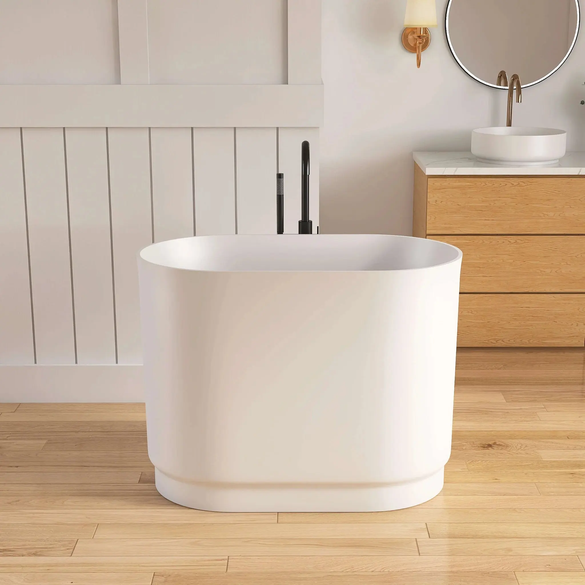 Dowell 39" Japanese Soaking Tub Solid Surface Freestanding Bathtub for Small Bathrooms-BT238 Series