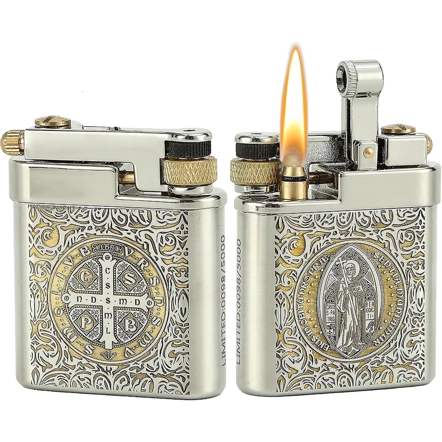 Vintage Lighter, Refillable Kerosene Lighter Vintage Trench Lighter Mechanical Brass Lighter Soft Flame Lighters, Cool Lighter Collection Unique Gift for Men Dad Husband (Constantine)