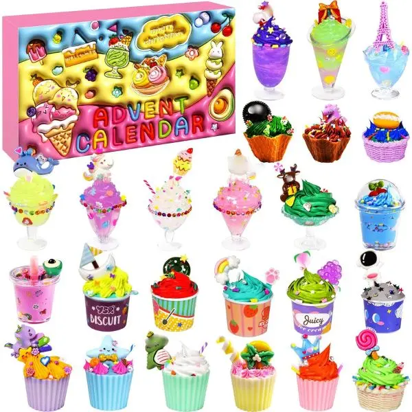 Halloween Fall Gift Advent Calendar 2025 for Girls, Ice Cream Cup Advent Calendar for Kids, 24 Days of Christmas Countdown Calendar DIY Craft Kit for 6-12 Ages