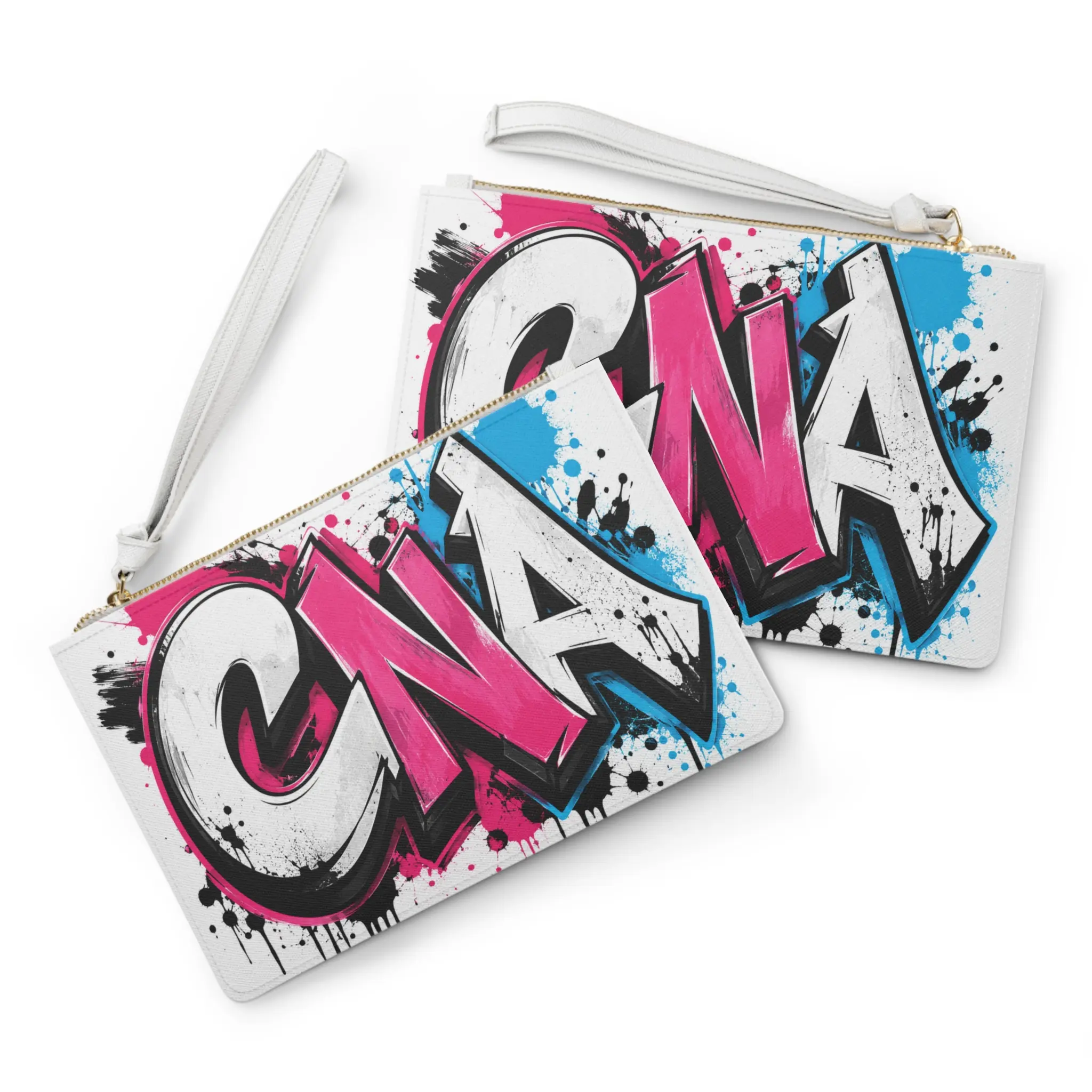 GNA Graffiti Script Clutch Bag | Street Art Spray Paint Splatter