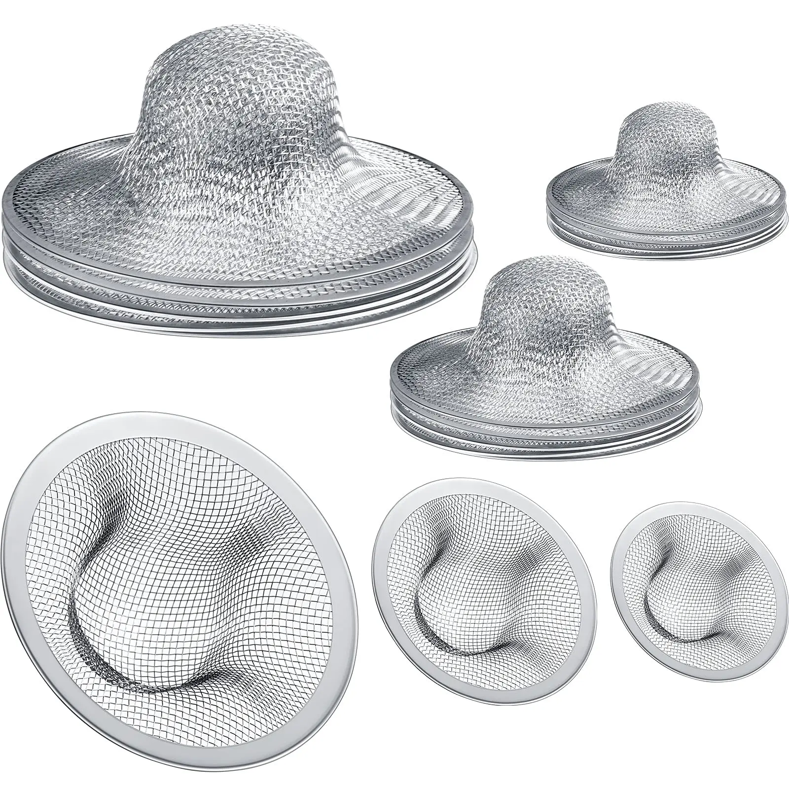 12 Pieces Stainless Steel Sink Strainer Drain Strainer with 4.5/2.75/2.25 Inch for Sink Drainage Kitchen Bathroom Bathtub Drain Screen