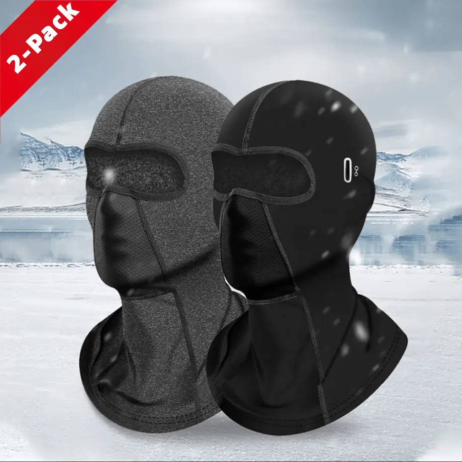 2pcs Adults' Thermal Ski Balaclava - Windproof Velvet-Lined Breathable Face Cover, Helmet-Compatible, Machine Washable, Cycling Cap, 1 Size Thermal Headgear for Biking & Skiing