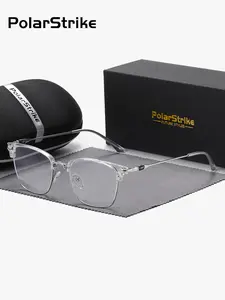 Unisex Polarized Full-Rim Anti-Blue Light Glasses, Classic Square Flat Lens, Casual Style, Stylish Square Frames, Metal Frame, All Seasons Wear, Square Frame Eyeglasses