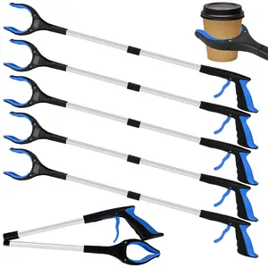 6 Pack 32 Inch Commercial Trash Grabber for  Assist, Heavy Duty Lightweight Reacher with  Handle & Non-Slip Grip, Multi-Use Outdoor  Garden Cleanup Mobility Aid Tool