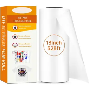 DTF Transfer Film Roll Double-Sided Matte  Hot Peel PET Transfer Paper Direct to Film (13in x 328ft)