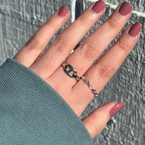 RIVVJEWELS Open Link Adjustable Ring Silver Plated Stainless Steel