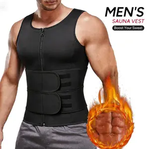 Man sauna shirt neoprene sauna vest with double waistband,  breathable, sweat wicking, abdominal shaping vest