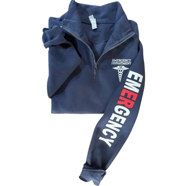 Emergency Department Quarter Zip Sweatshirt, Two-toned Emergency Sleeve