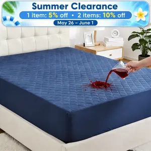 【SummerVibes】Raybee Waterproof Mattress Protector Queen Size, Washable & Durable Mattress Cover, 6-16'' Deep Pocket Mattress Pad , Fitted Sheet For Bedroom, Guest Room, Collage Dorm,Hotel,Dust Proof