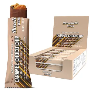 Barebells Plant Based Protein Bars, Caramel Choco Chip - 12 count, 15g of Plant-Based High Protein Treats - Chocolate Nutrition Bar with 1g Total Sugar - On The Go Breakfast or Post-Workout Snack