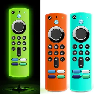 (3 Pack)  Fire Stick Remote Cover for Alexa Voice Remote 3rd Gen, Replacement Case for Fire TV Stick 4K Streaming Device (Glow Green&Sky Blue&Orange)