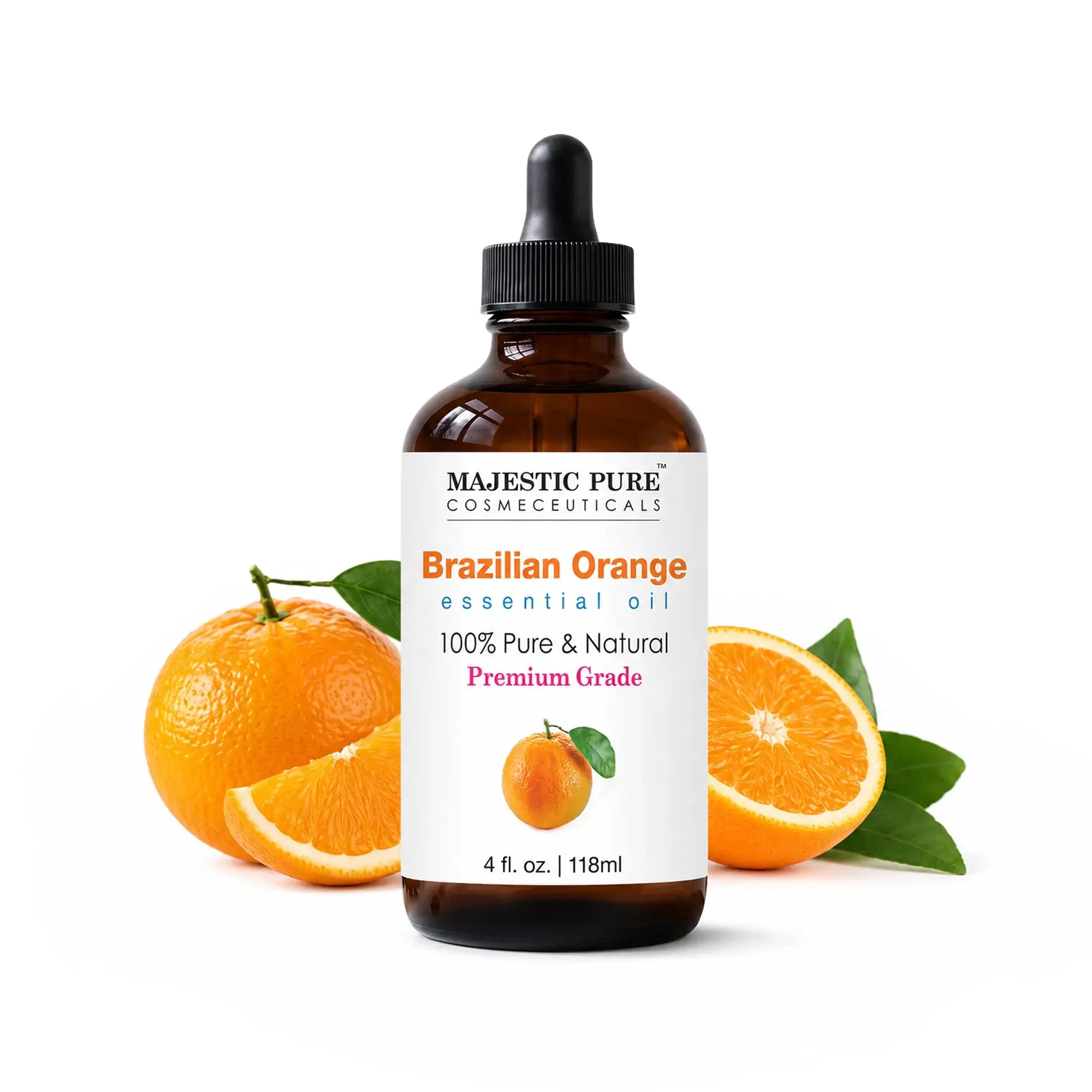 Brazilian Orange Essential Scent Oil - 100% Pure Natural, 4 fl oz Therapeutic Aromatherapy Oil for Wellness & Stress Relief
