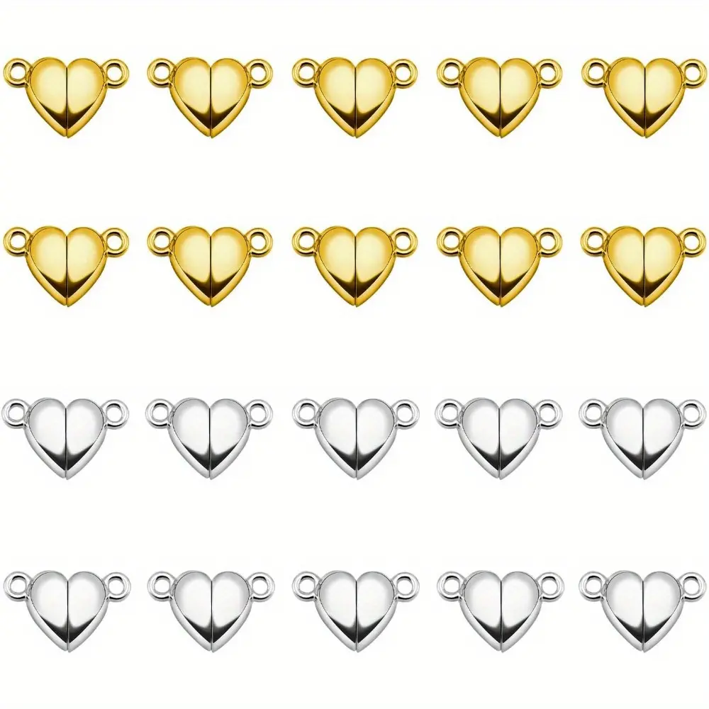 [Heart Shaped Clasps] Magnetic Heart Shaped Clasps | Jewelry Making, Necklace Bracelet Closures, Clasps For Jewelry Making, 20Golden20silvery/8Mm