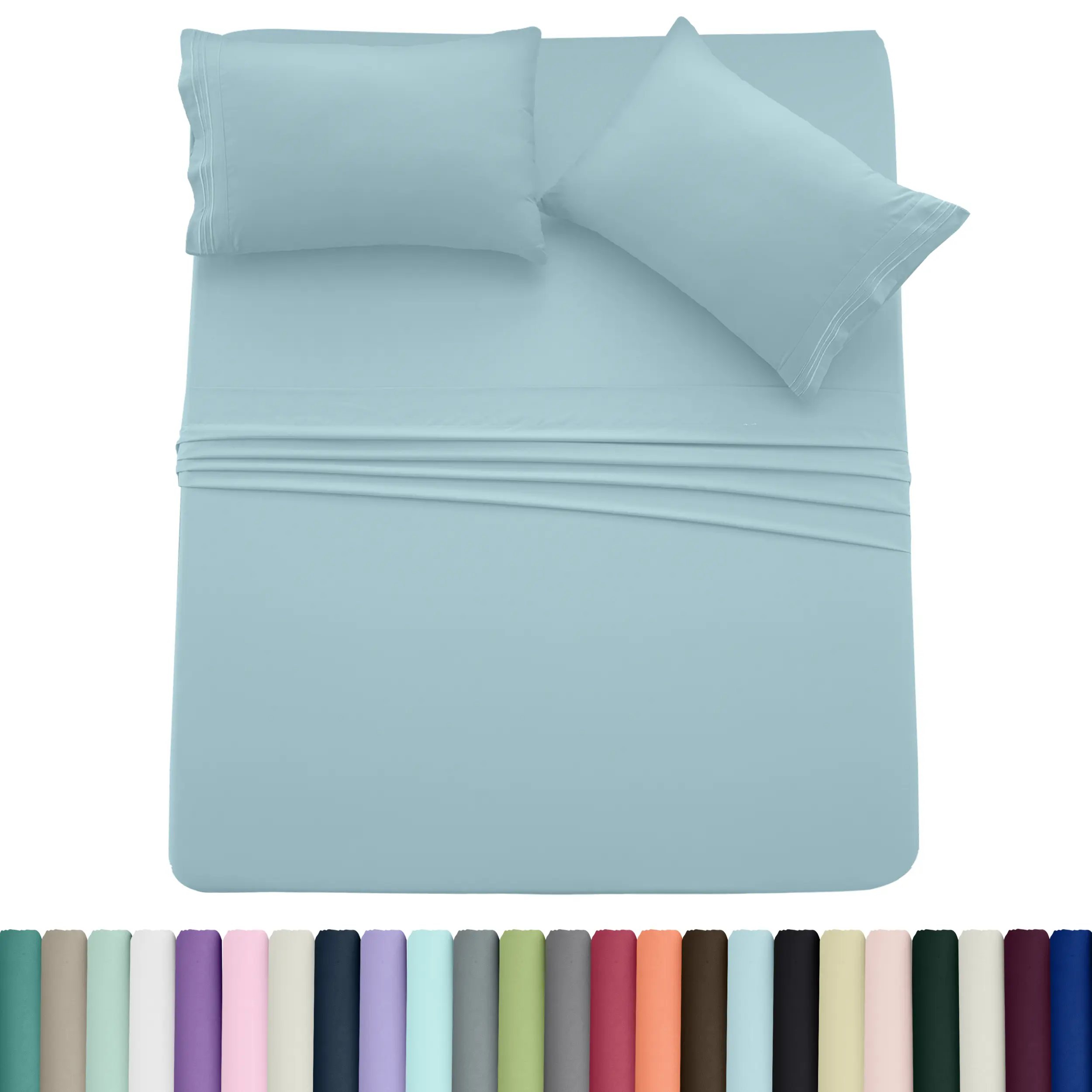 LDC LUX DECOR COLLECTION 4-Piece Plain Bed Sheet Set (Multi-Size Up to Cal King), Fitted Sheet (16" Deep Pocket), Ultra Soft Hotel Bedding, Oeko-TEX Certified, Embroidered Edges Pillowcases, Moisture Wicking, Easy-Care for Busy Homes - Summer Gift LDC LUX DECOR COLLECTION 4-Piece Plain Bed Sheet Set (Multi-Size Up to Cal King), Fitted Sheet (16" Deep Pocket), Ultra Soft Hotel Bedding, Oeko-TEX Certified, Embroidered Edges Pillowcases, Moisture Wicking, Easy-Care for Busy Homes - Summer Gift
