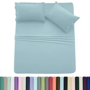 Lux Decor 4 Piece Microfiber Bed Sheet Set, Ultra Soft Cooling Sheets, 16” Deep Pocket Fitted Sheet, Hotel Luxury Bedding, Oeko-TEX Certified, Fade Resistant, Embroidered Pillowcases