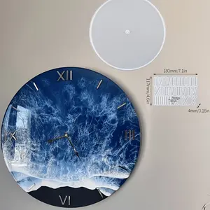 2D Flat Large Round Clock Silicone Mold Set with Roman Numerals, DIY Epoxy Resin Mold for Wall Decor, Home Crafts, Jewelry Making