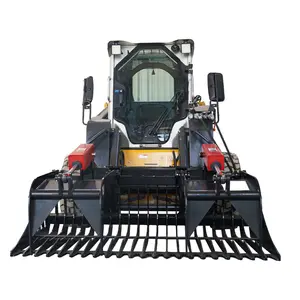 LANDY 72" Universal Skid Steer Rock Grapple Bucket, Heavy Duty Spec Attachment with Metal Teeth, Twin Cylinder Arm, Quick Attach Kit for Rock Clearing