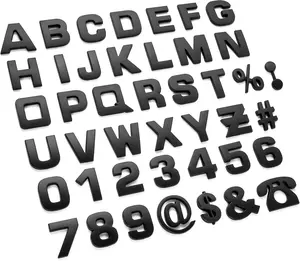 43 count  Emblem Letters Sticker DIY 3D Chrome Number Symbol Badge DecalBlack