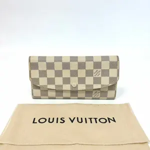 Pre-owned Louis Vuitton Damier Azur Long Flap Snap Wallet, Year 2014/222396sz