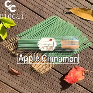 Apple Cinnamon Scented Premium Thick Incense Sticks, 12cm Natural Aromatherapy Stick, Handmade Apple & Cinnamon Powder, Long Lasting Fragrance, Home Fragrance Decor