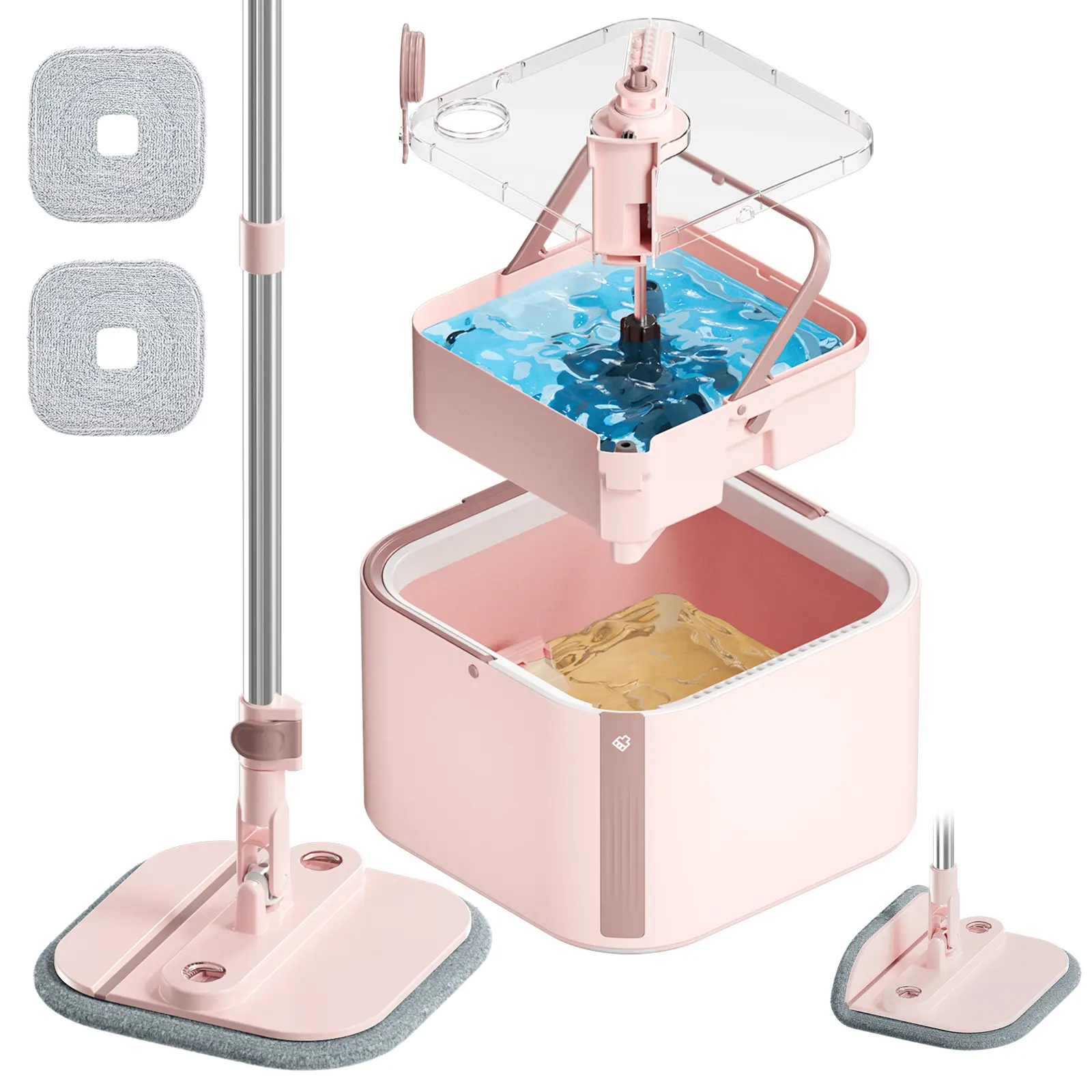 KZKR Pink Series V2.0 Spin Mop & Bucket Set | Detachable Inner Bucket | Hands-Free, Fast-Dry Floor Cleaning | Perfect Christmas Gift