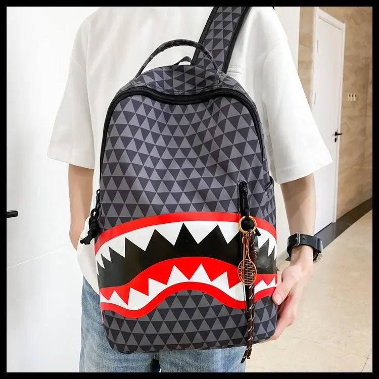 Shark Mouth Print Backpack, Trending Streetwear Large Capacity 16.5Inch Laptop Backpack Unisex Teens School Travel Daypack