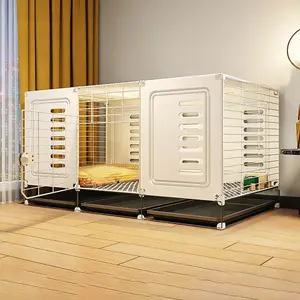 Indoor Dog Crate for Small Dogs, Escape Proof Kennel, All-In-One Dog Bed and Toilet for Winter Insulation, Perfect for Teddy and Bichon Breeds