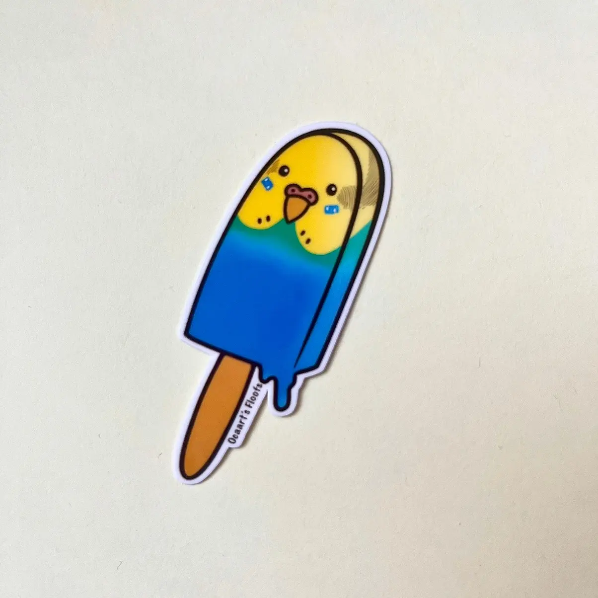 Budgie Parakeet Popsicle Sticker, vinyl waterproof weatherproof water bottle laptop journal decor decorative glossy sticker, cute funny foodie dessert budgie Parakeet parrot bird popsicle sticker