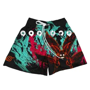 Naruto 4 Tails Shorts Men's Basketball Shorts Workout Sport Knee Pants with Pockets Athletic Sweat Walking Summer Shorts