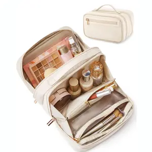 [New Deal] Travel Makeup Bag Large Capacity Cosmetic Bag, Wide-open Portable Make Up Bag Organizer for Women for Travel  Toiletries
