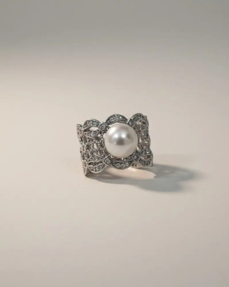 Victorian Band Adjustable Ring Freshwater Pearl