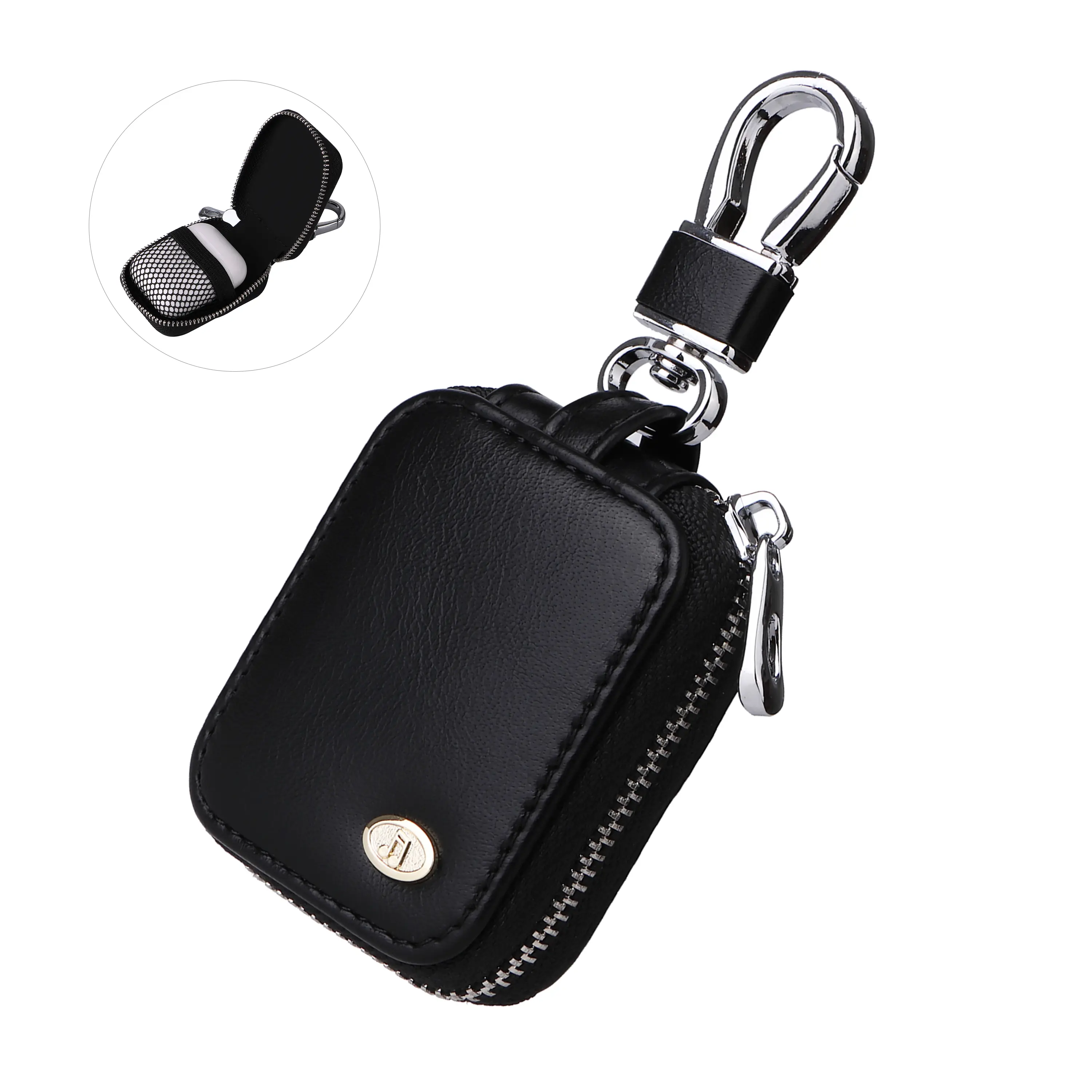 PU Leather Earbud Case with Keychain, Zipper Portable Protective Storage Pouch for AirPods 1/2/3/4/Pro 2, Wireless Earphones, USB Cable and Small Accessories