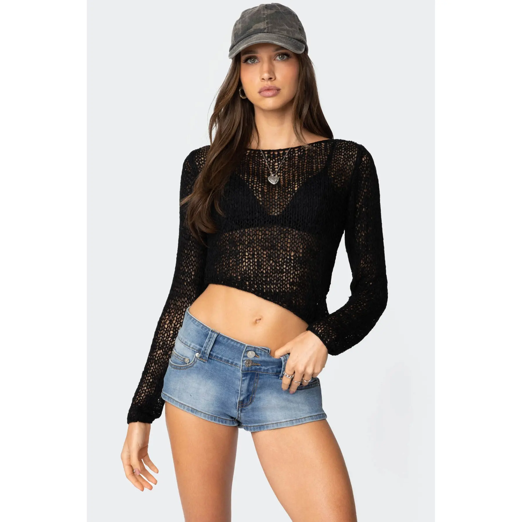 Sheer Loose Knit Asymmetric Top