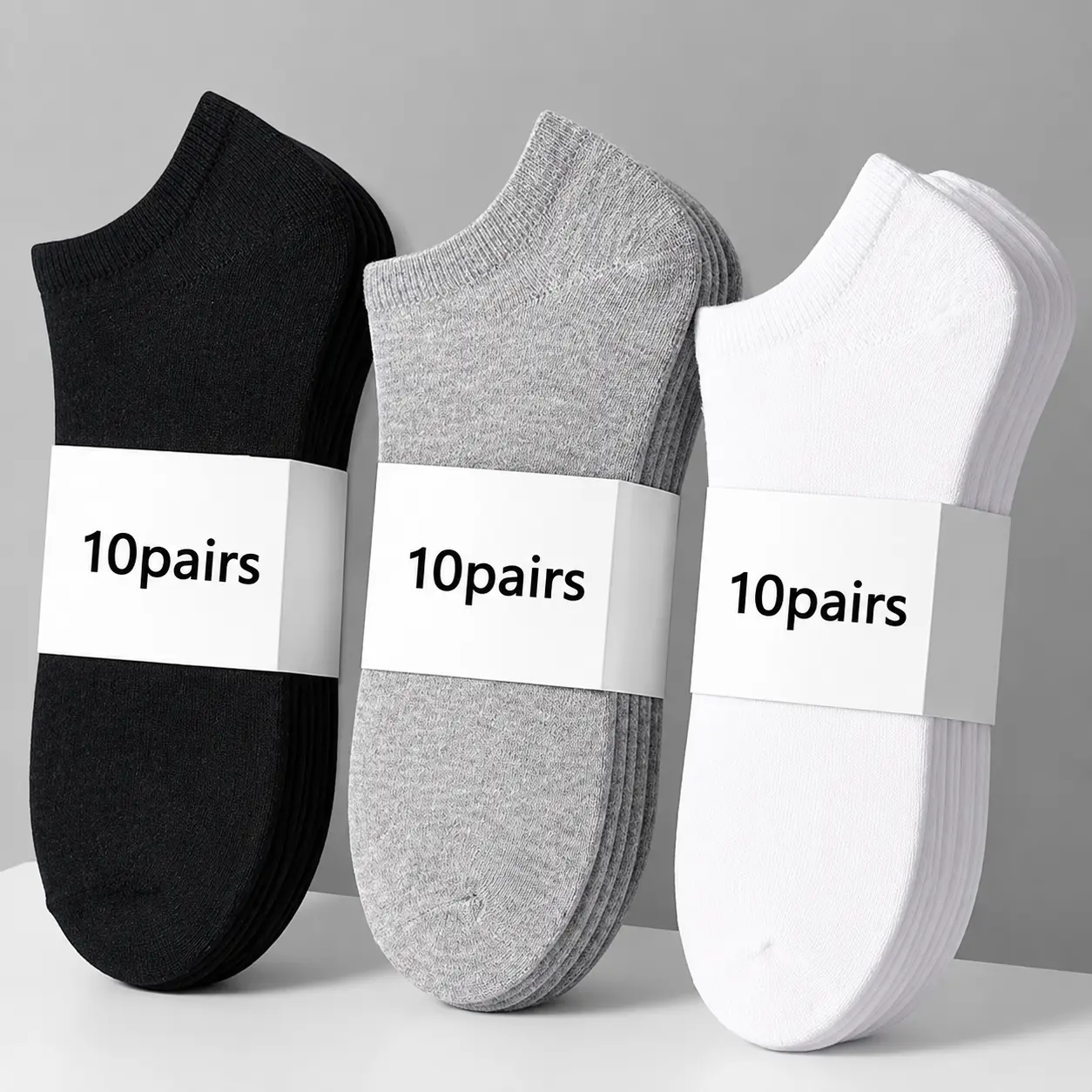 10pairs / Low Black And White Gray Cotton Socks Men's Socks Breathable Sports Socks Men's Short Socks Women's Socks