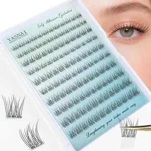 Self Adhesive Eyelashes Wispy Lash Clusters YASNAI Natural Pre Glued Eyelash Cluster 8-12mm120 Pcs, No Glue Needed Press on Lashes, Waterproof Reusable Individual Glueless Lash with Strong Adhesive