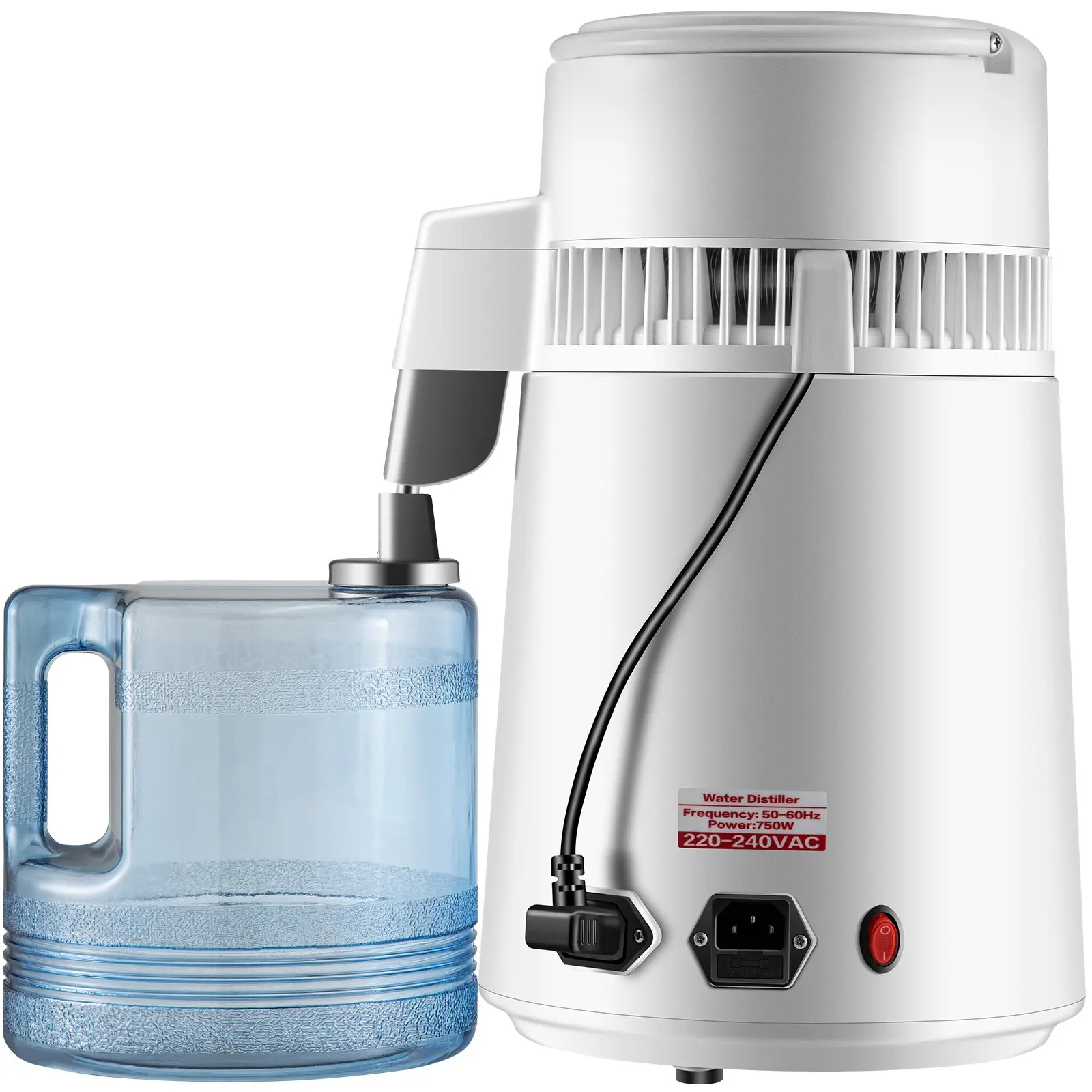 【summerfinds】VEVOR Automated Filtration Water Filter, 750W Fully Upgraded Home Water Distiller with Handle, 4L/1.1Gal BPA-Free Container, Automatic Shutdown, White, Ideal for Home & Lab Use, Father's Day Gift, Automated Filtration Water Filters