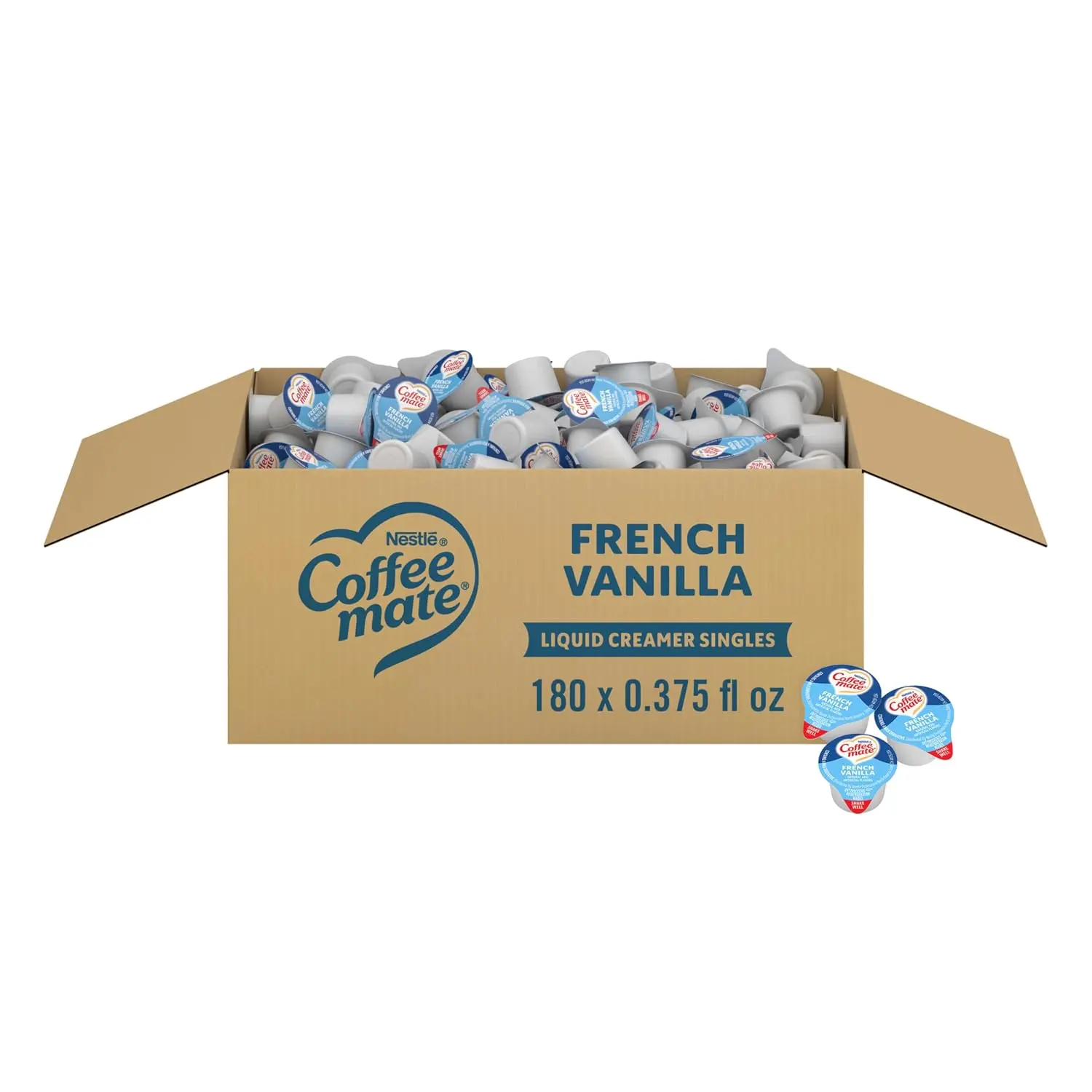 Nestle Coffee mate Coffee Creamer, French Vanilla, Liquid Creamer Singles, Non Dairy, No Refrigeration, 0.375 fl oz Tubs (Pack of 180)