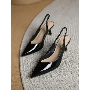 Summer Outfits 2024 Minimalist Temperament Pu Leather Slingback Pumps, Simple Design All-match Solid Color  Heels, Elegant Pointed Toe Slip on Shoes for Daily Work OfficeRAIMENTRY