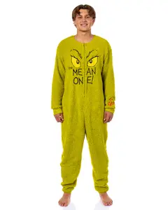 Dr. Seuss The Grinch Union Suit The Mean One Adult One Piece Pajama Loungewear Sleepwear