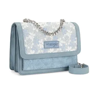 Wrangler Women's Crossbody Bag - Quilted Flap Shoulder Purse with Chain Strap