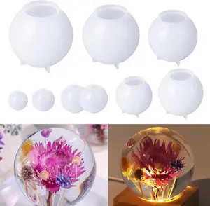 9PCS Sphere Silicone Molds for Resin, Upgraded Seamless 3D Sphere Resin Molds Silicone,Large Round Ball Epoxy Resin Molds for Flowers Preservation,Resin Casting, Soap, Candle
