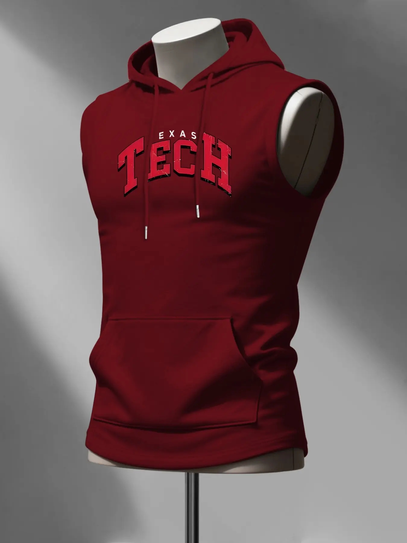 Men's Fashion Hooded Vest, Sports Vests, Texas Tech University Team Print, American Campus Sports Style, Sleeveless Shirt Gift, All Seasons