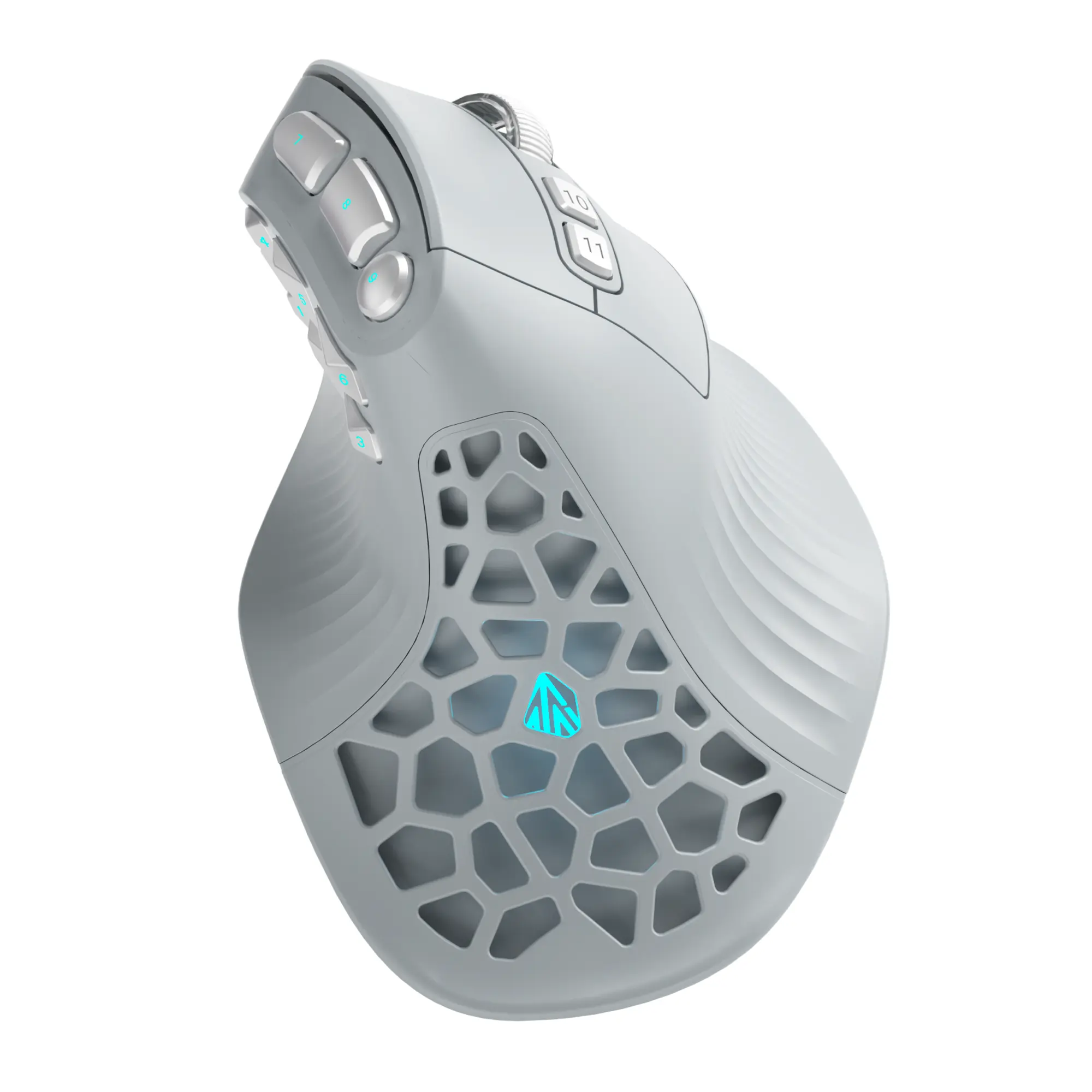 SOLAKAKA E9 Pro Vertical Ergonomic Gaming Mouse, PAW3395 Sensor, 8K Polling Rate, 36,000 DPI, Tri-Mode Wireless, 10 Programmable Buttons, 1000mAh Battery, RGB Lighting, Gray Silver