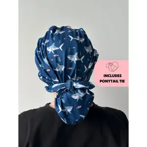 DuoStyle Scrub Hat - Shark Friends