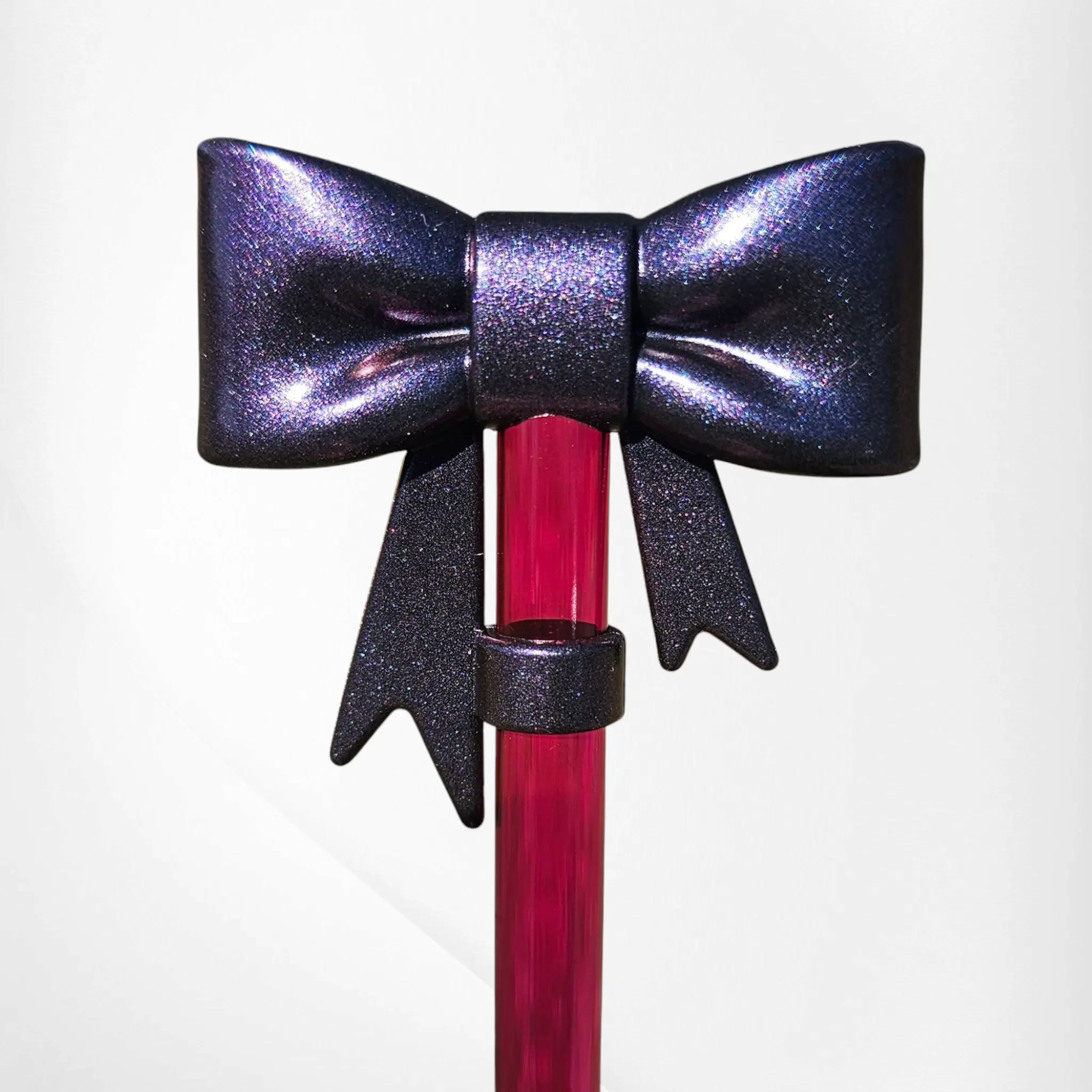 Princess 3D BOW Silicone Straw Topper  - Metallic Purple