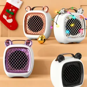 Durable Round Automatic Space Heater, Quiet Ceramic Electric Portable Heater Fan with Thermostat, Fast Heating for Bedroom Office Patio, Ideal for Small Spaces, Christmas Gift