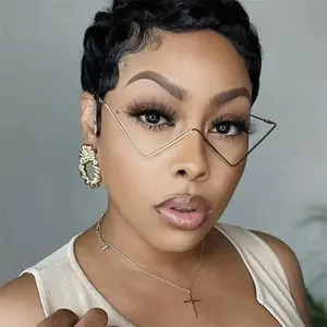 Women's Vintage Diamond Decor Half-Frame Wire Glass Frames, No-Lens Fashion Party Accessory, Decorative Eyewear